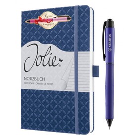 

Блокнот А5 SIGEL JOLIE FLAIR индиго + ручка STABILO PALETTE, иск.кожа, в линейку 174 стр.