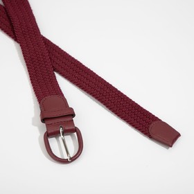 

Ремень женский, ширина 3,5 см, винт, резинка плетёнка, цвет бордовый