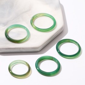 Кольцо 'Агат тёмно-зелёный' 3мм, размер МИКС (фас 5шт) Ош