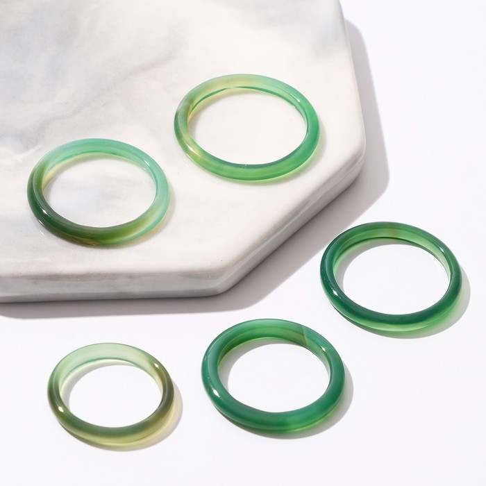 Кольцо "Агат тёмно-зелёный" 3мм, размер МИКС (фас 5шт)