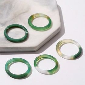 Кольцо 'Агат бело-зелёный' 3мм, размер МИКС (фас 5шт) Ош