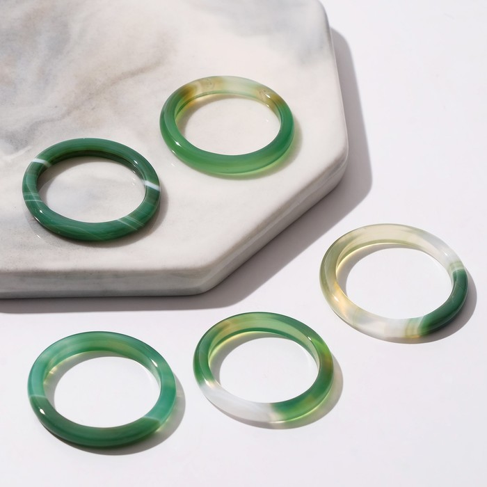 Кольцо "Агат бело-зелёный" 3мм, размер МИКС (фас 5шт)