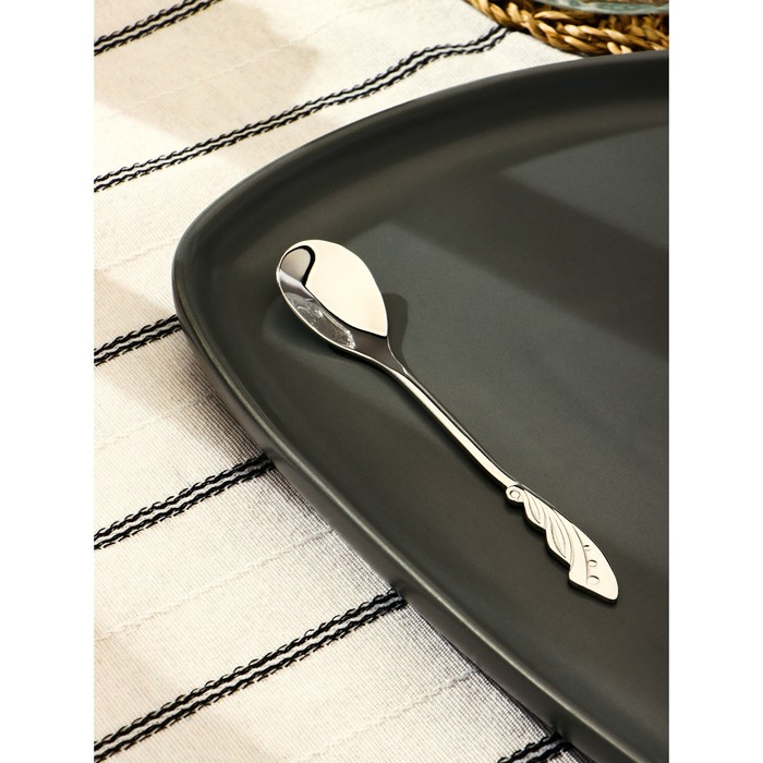 фото Ложка десертная magistro «перо», 12,5×2,5 см, цвет серебро