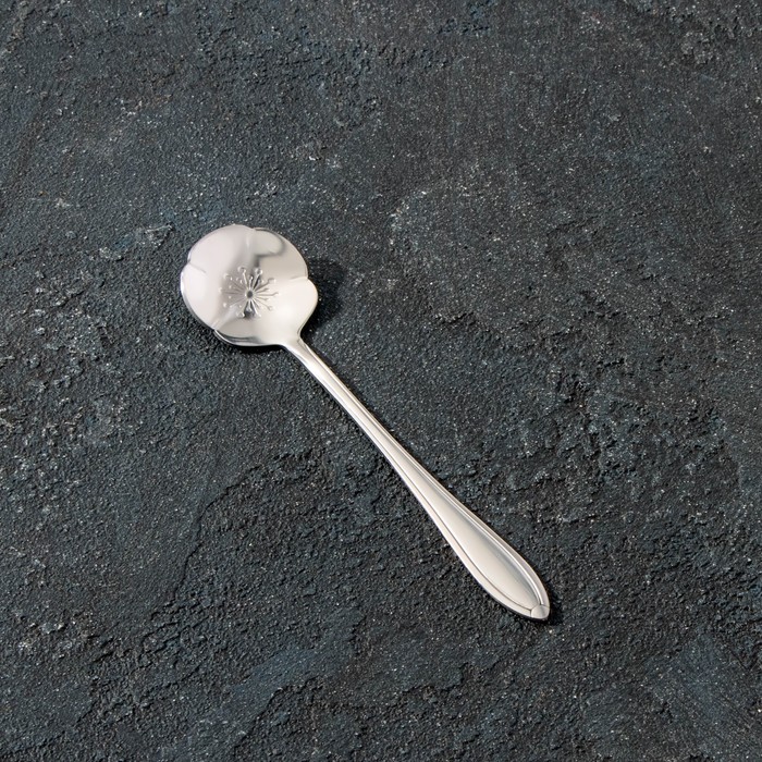 фото Ложка десертная magistro «цветок», 12,5 см, цвет серебро