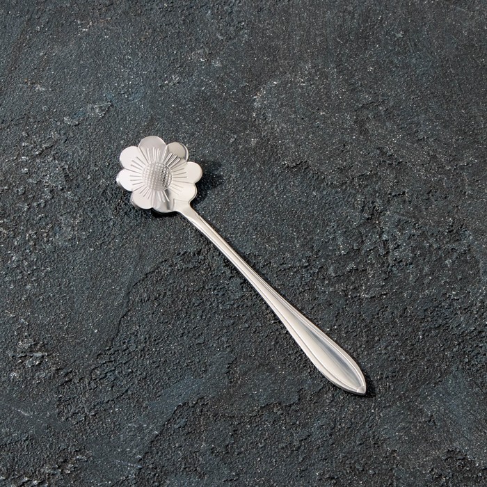 фото Ложка десертная magistro «ромашка», 12,5 см, цвет серебро