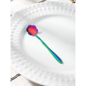 Ложка десертная Magistro «Цветок», 12,5 см, цвет хамелеон, витая