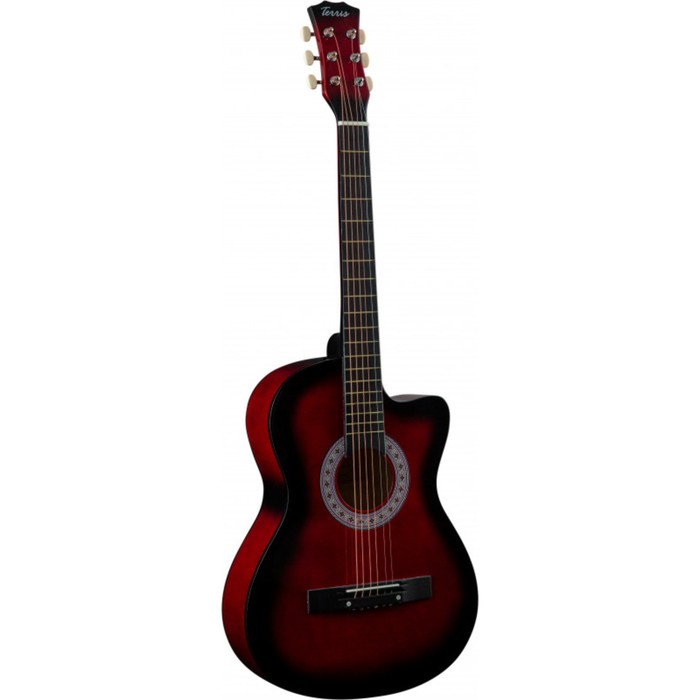 фото Акустическая гитара terris tf-3802c rd с вырезом, красная