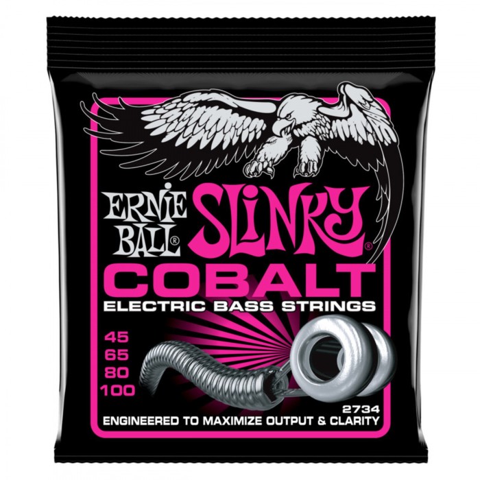 фото Струны для бас-гитары ernie ball 2734 cobalt bass super slinky (45-65-80-100)