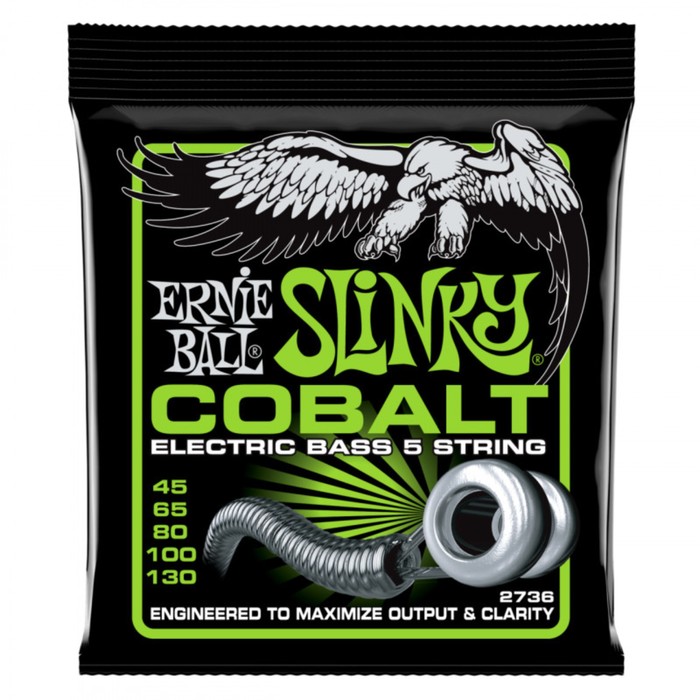 фото Струны для 5-струнной бас-гитары ernie ball 273 cobalt bass slinky 5 (45-65-80-100-130)