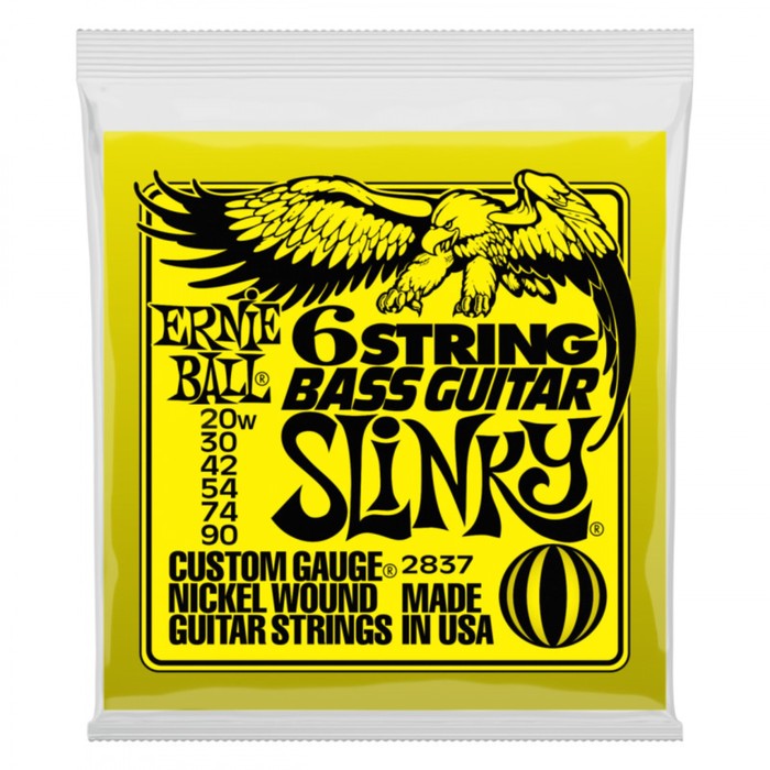 цена Струны для бас-гитары ERNIE BALL 2837 Nickel Bass SS Slinky 6 (20w-30-42-54-4-90)