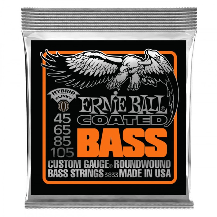 фото Струны для бас-гитары ernie ball 3833 coated bass hybrid slinky (45-65-85-105)