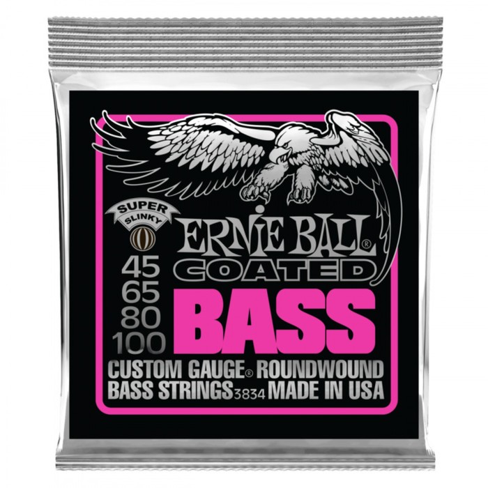 фото Струны для бас-гитары ernie ball 3834 coated bass super slinky (45-60-80-100)