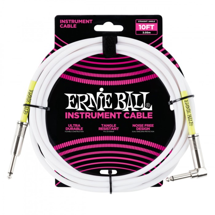 

Кабель инструментальный ERNIE BALL 6049 прямой - угловой джеки, 3 метра, белый