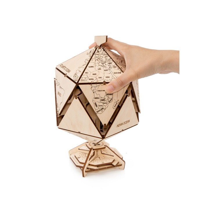 Конструктор деревянный 3D EWA Глобус Икосаэдр с секретом (шкатулка, сейф) глобус икосаэдр шкатулка с секретом ewa