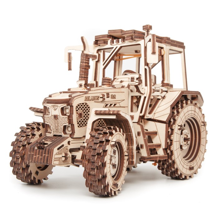 деревянный конструктор машина сборная модель автомобиля конструктор для мальчиков и взрослых 3d ewa трактор беларус 2022 Сборная модель деревянная 3D EWA Трактор Беларус 82