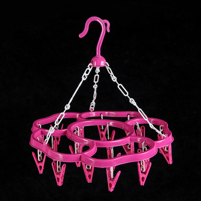 Сушилка для белья подвесная 31х31 см "Клевер", 20 прищепок, цвет МИКС