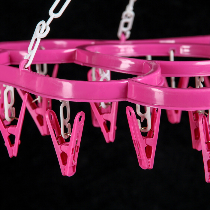 Сушилка для белья подвесная 31х31 см "Клевер", 20 прищепок, цвет МИКС