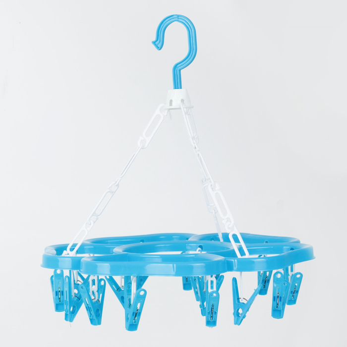 Сушилка для белья подвесная 31х31 см "Клевер", 20 прищепок, цвет МИКС