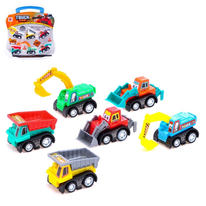 Набор инерционных машин «Строительная техника», 6 штук машинка детская строительная техника набор из 4 штук игрушки для мальчиков
