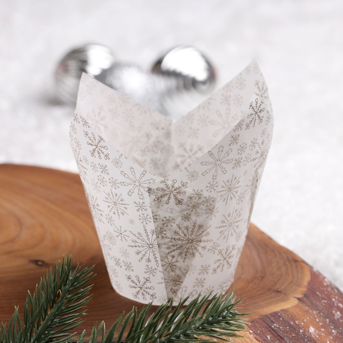 

Форма бумажная "Тюльпан", снежинки, 5 х 8 см