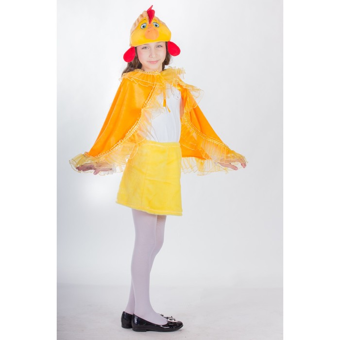 Карнавальный костюм «Курочка», юбочка, пелерина, шапка, рост 122-128 см, 4-7 лет
