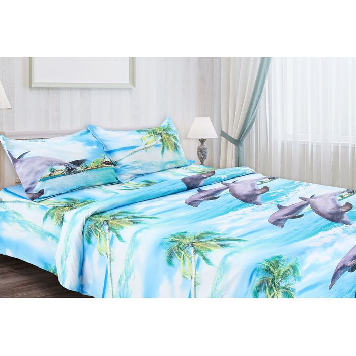 Постельное бельё "Этель Магнифико" евро Дельфины 200*220 см, 220*230 см, 50*70 + 3 см - 2 шт.