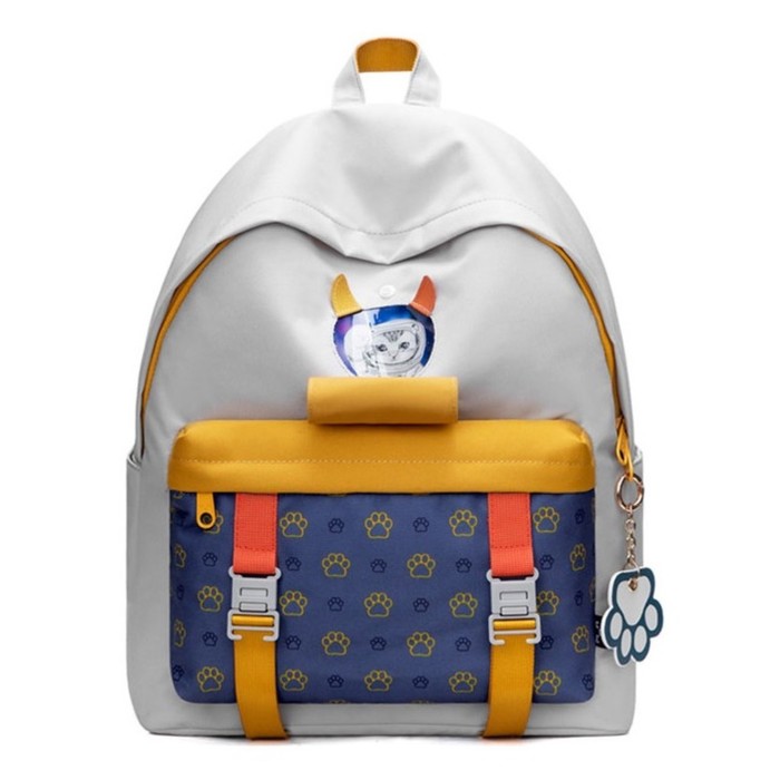 MR20C2017 Рюкзак школьный MAH, отдел на молнии, цвет с.серый/т.синий/желтый(14