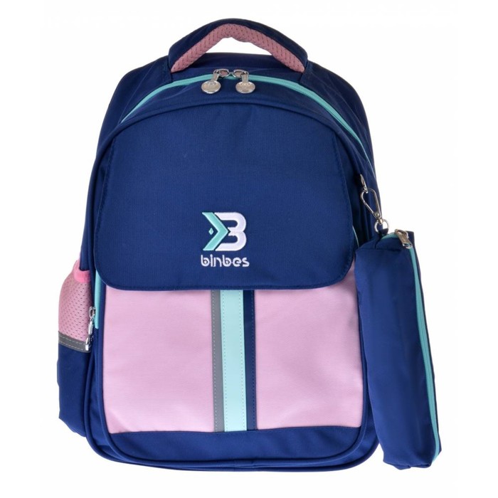 SE-B-3202 Рюкзак школьный Sun eight,отдел на молнии,цвет синий/розовый(14")28,5х15х37,5см