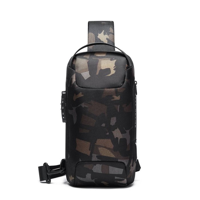 

BG22085 Рюкзак-слинг Bange, отдел на молнии, с USB, цвет черный камуфляж (9.7"), 18х10х34см 751595
