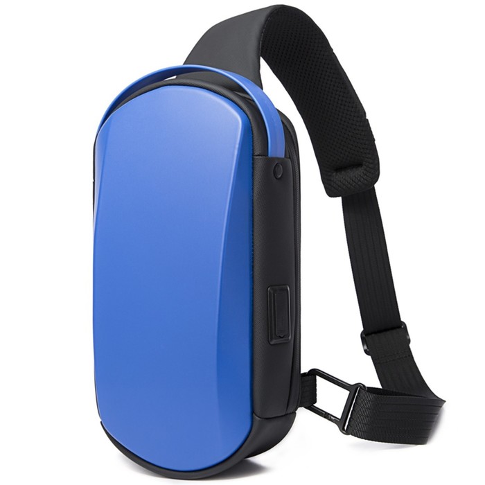 фото Bg7256 рюкзак-слинг bange, отдел на молнии, с usb, цвет синий/черный, 17х9х31см