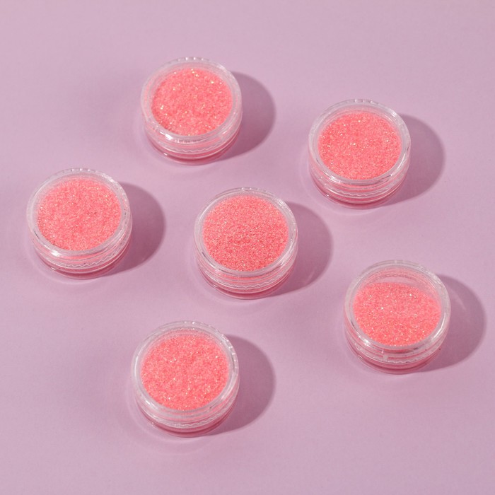 фото Набор блёсток для ногтей, мелкий помол, цвет нежно-розовый, 6 штук beauty fox