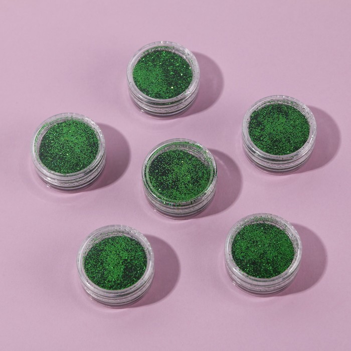 фото Набор блёсток для ногтей, мелкий помол, цвет зеленый, 6 штук beauty fox