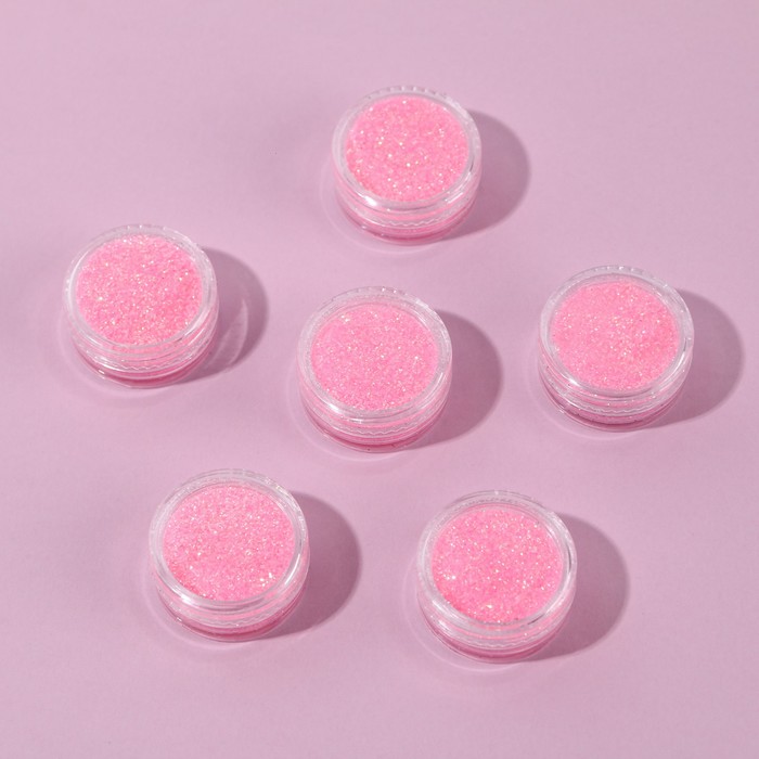 фото Набор блёсток для ногтей, мелкий помол, цвет ярко-розовый, 6 штук beauty fox