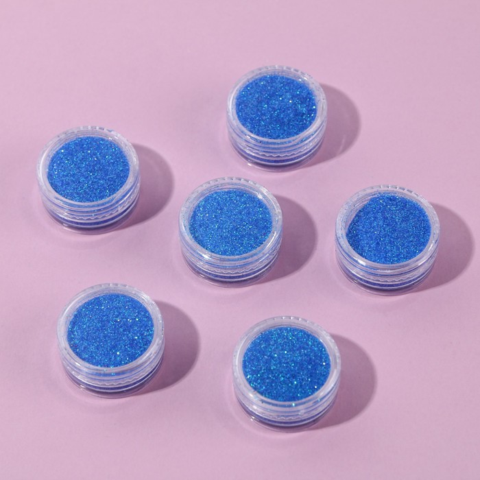фото Набор блёсток для ногтей, мелкий помол, цвет небесно-голубой, 6 штук beauty fox