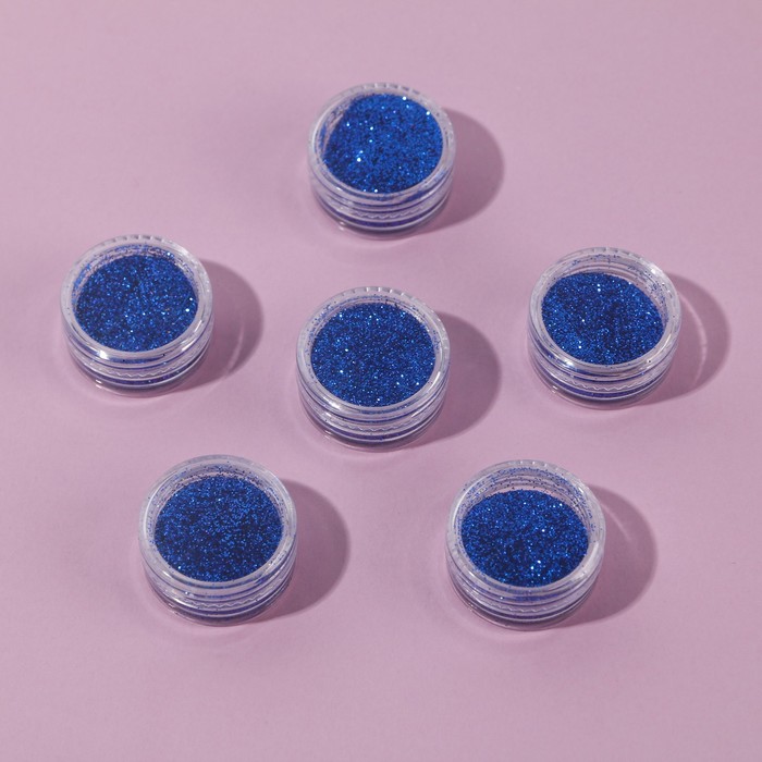 фото Набор блёсток для ногтей, мелкий помол, цвет синий, 6 штук beauty fox