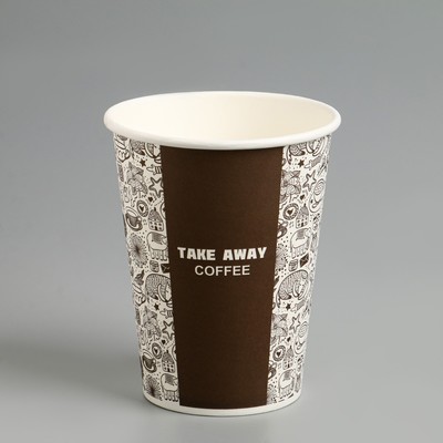 Стакан бумажный "Take Away COFFEE" для горячих напитков, 350 мл, диаметр 90 мм - Фото 1