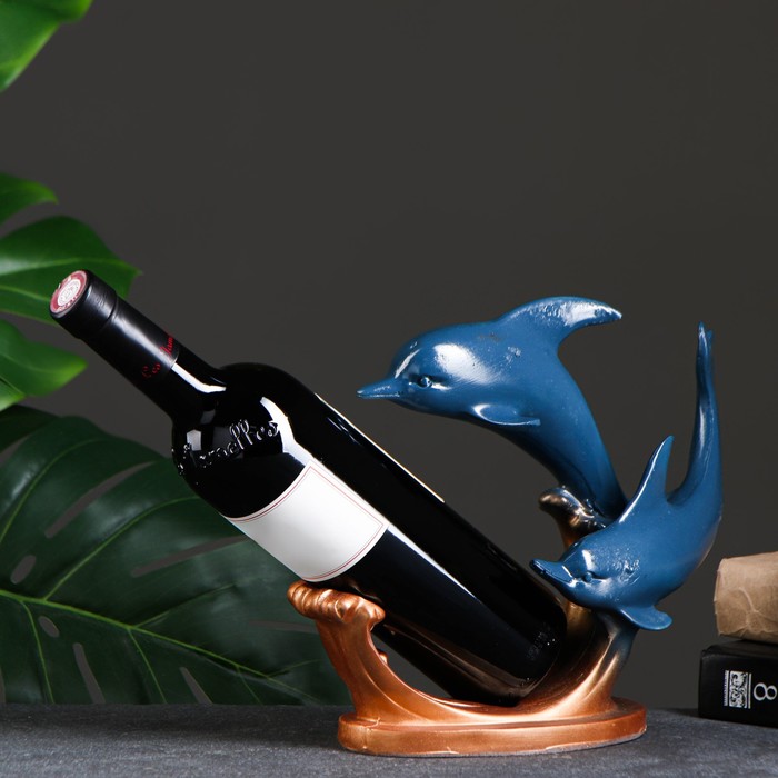 Подставка под бутылку Дельфины синяя, 26х9х22см