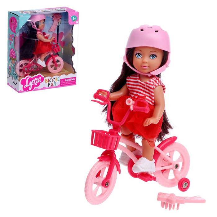 Кукла малышка Lyna на велопрогулке с велосипедом и аксессуарами, МИКС