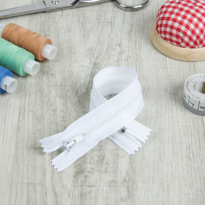 Молния "Спираль", неразъёмная, 23см, 4шт, цвет белый