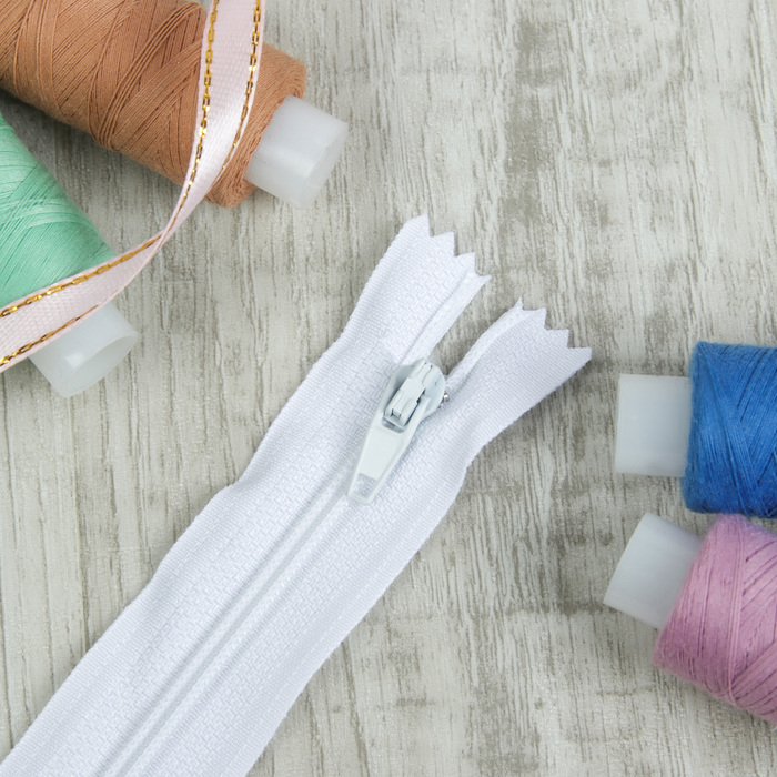 Молния "Спираль", неразъёмная, 23см, 4шт, цвет белый