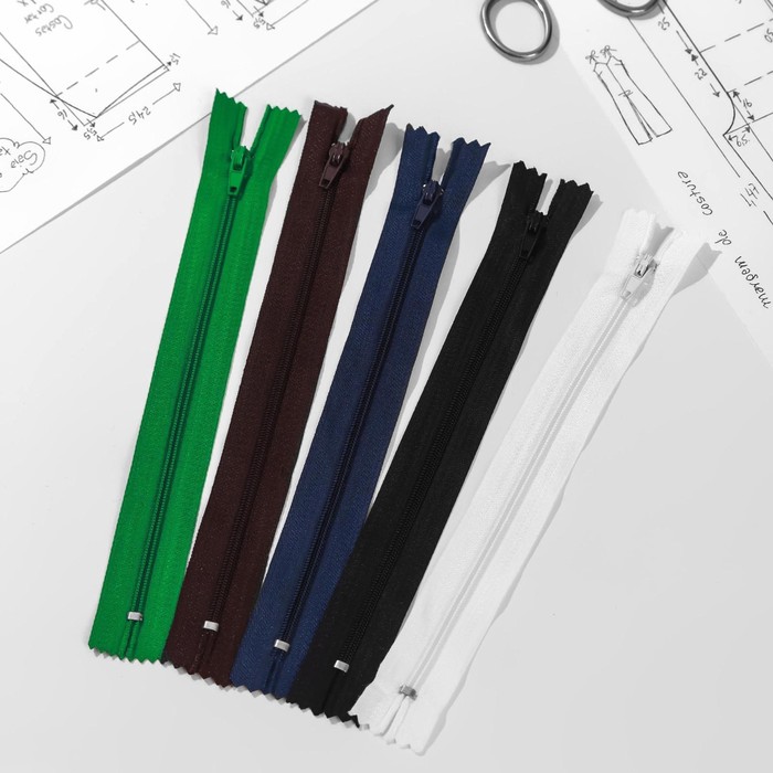 Молния "Спираль", неразъёмная, 23см, 5 шт, цвет МИКС