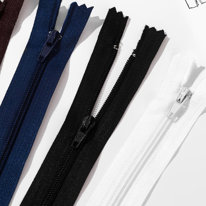 Молния "Спираль", неразъёмная, 23см, 5 шт, цвет МИКС