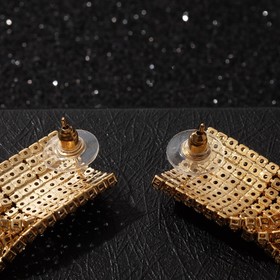 

Серьги висячие со стразами "Водопад" на квадрате, цвет белый в золоте