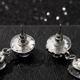 

Серьги висячие со стразами "Цветы циркония" солнечный сад, цвет белый в серебре