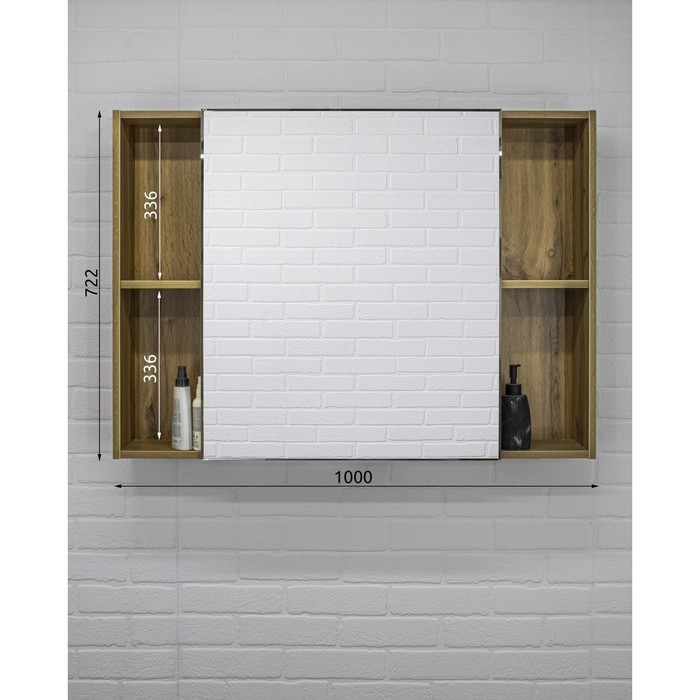 фото Зеркало-шкаф для ванной комнаты, дуб вотан, левый/правый домино