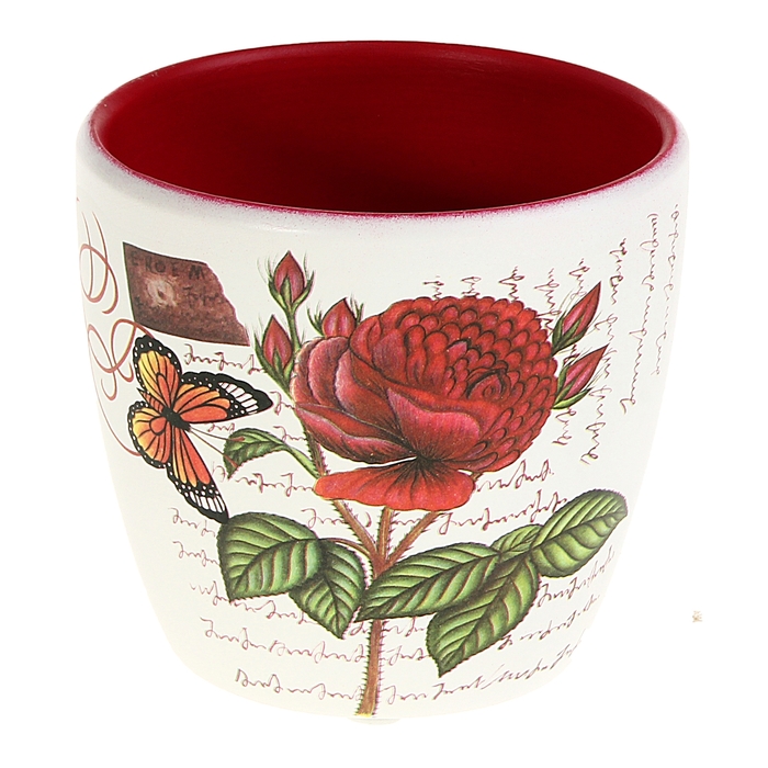 Кашпо "Роза" бело-красное