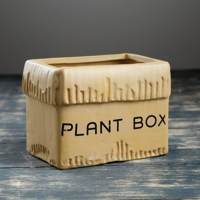 Кашпо "Картонная коробка" среднее, коричневое