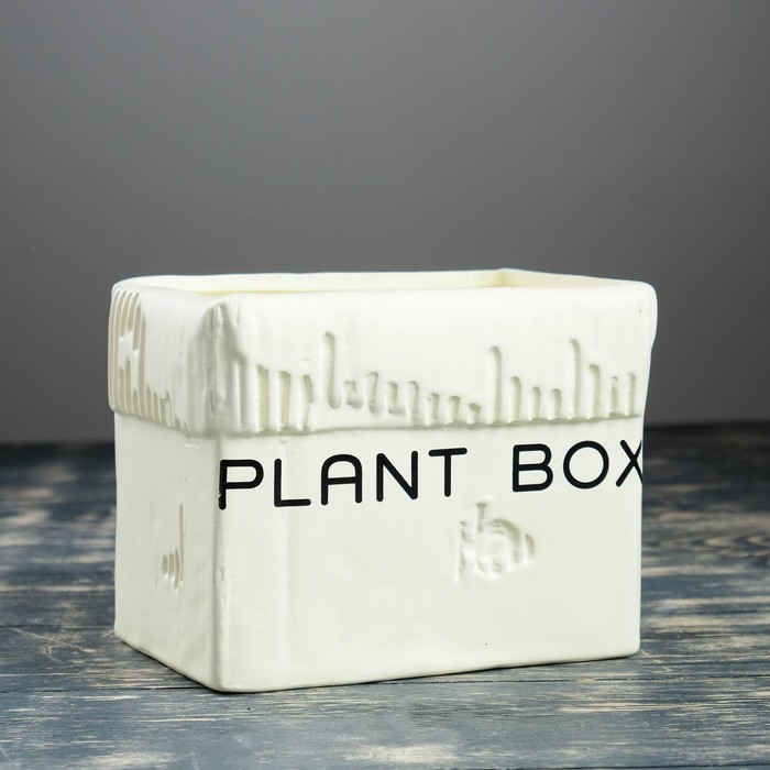Кашпо "Картонная коробка" большое, белое