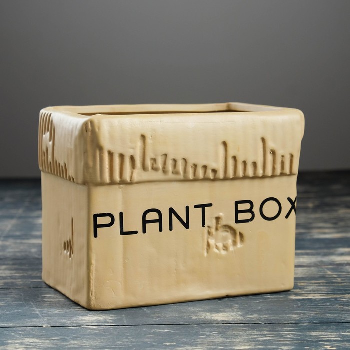 Кашпо "Картонная коробка" большое, коричневое