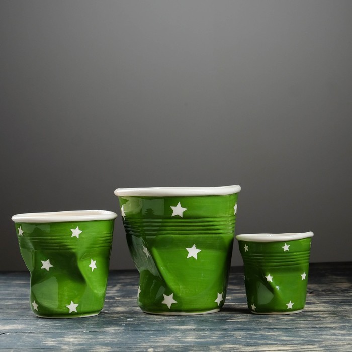Набор кашпо 3 шт. "Стакан" зелёное